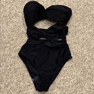 Chic Black Swimsuit with Gold accent size M